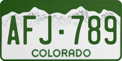 CO license plate AFJ789