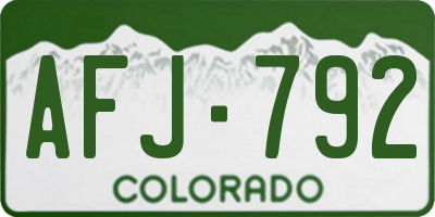 CO license plate AFJ792