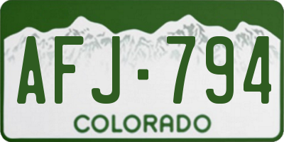 CO license plate AFJ794