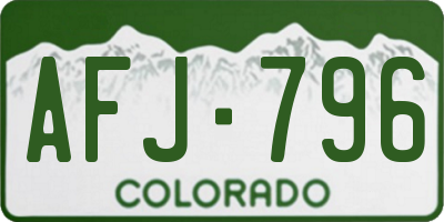 CO license plate AFJ796