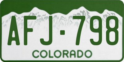 CO license plate AFJ798