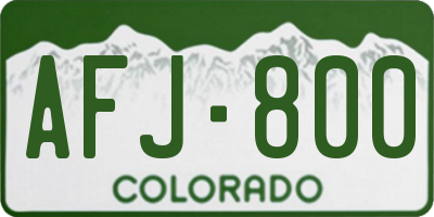 CO license plate AFJ800