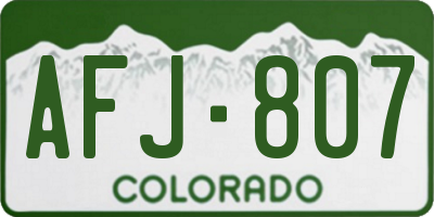 CO license plate AFJ807