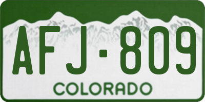 CO license plate AFJ809