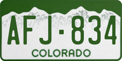CO license plate AFJ834