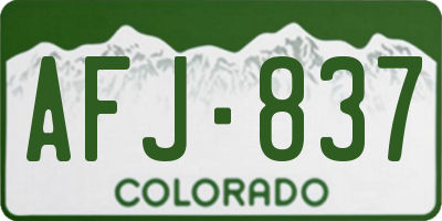 CO license plate AFJ837