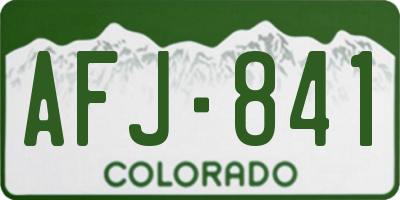 CO license plate AFJ841