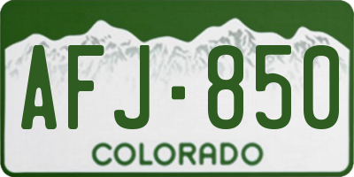 CO license plate AFJ850