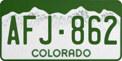 CO license plate AFJ862