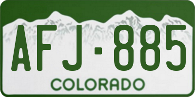 CO license plate AFJ885
