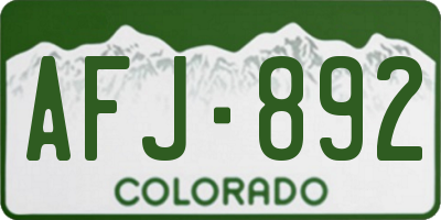 CO license plate AFJ892