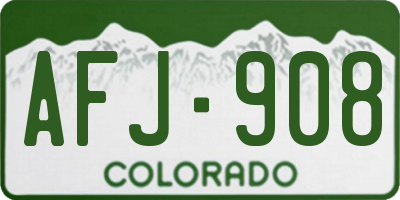 CO license plate AFJ908