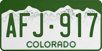 CO license plate AFJ917