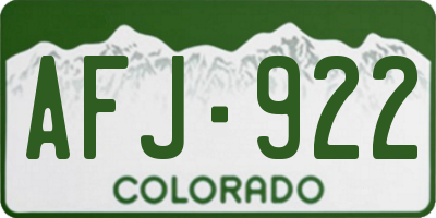 CO license plate AFJ922
