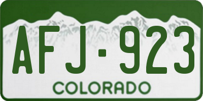 CO license plate AFJ923
