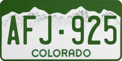 CO license plate AFJ925