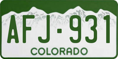 CO license plate AFJ931