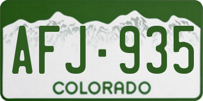 CO license plate AFJ935