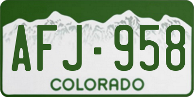 CO license plate AFJ958