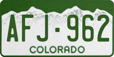 CO license plate AFJ962