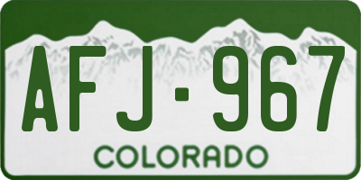 CO license plate AFJ967