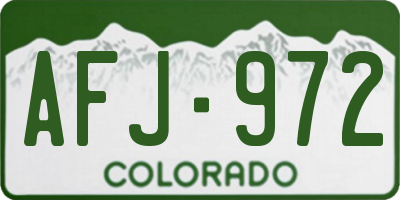 CO license plate AFJ972