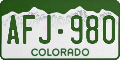 CO license plate AFJ980