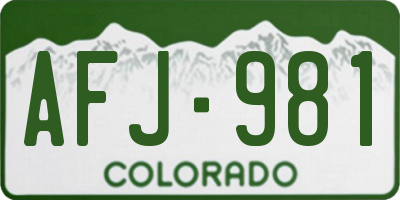 CO license plate AFJ981