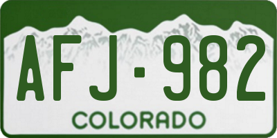 CO license plate AFJ982