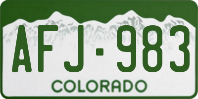 CO license plate AFJ983