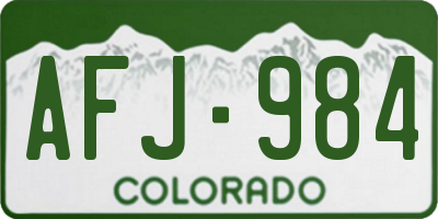 CO license plate AFJ984