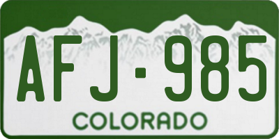 CO license plate AFJ985