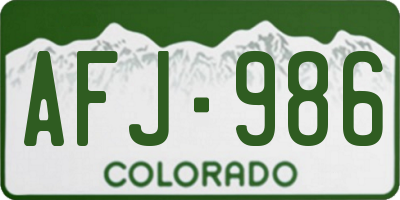 CO license plate AFJ986