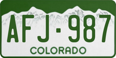 CO license plate AFJ987