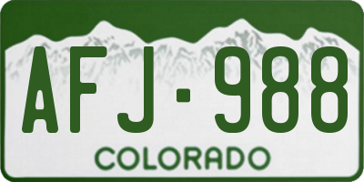 CO license plate AFJ988