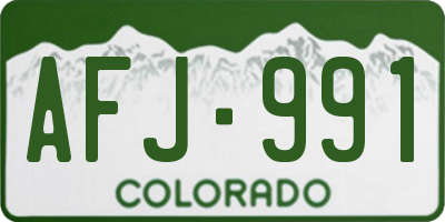 CO license plate AFJ991