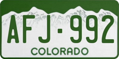 CO license plate AFJ992
