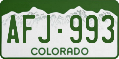 CO license plate AFJ993