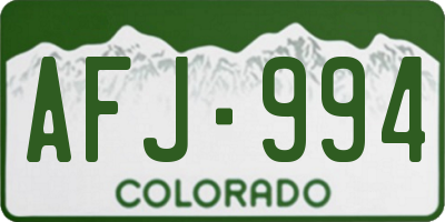CO license plate AFJ994