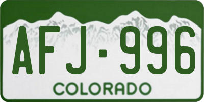 CO license plate AFJ996