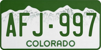CO license plate AFJ997