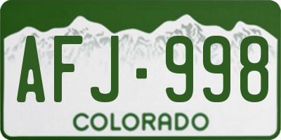 CO license plate AFJ998