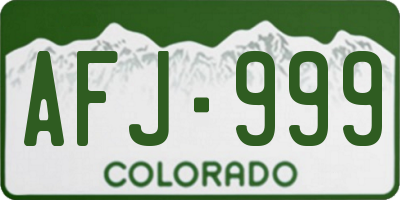 CO license plate AFJ999