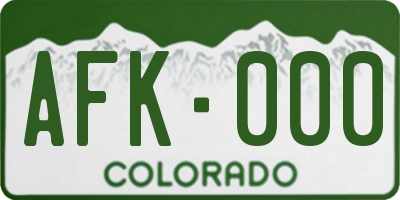 CO license plate AFK000