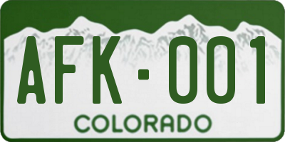 CO license plate AFK001