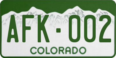 CO license plate AFK002