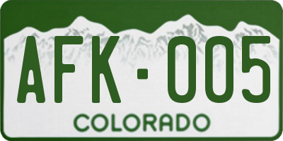 CO license plate AFK005