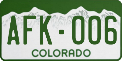 CO license plate AFK006