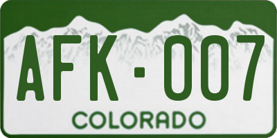 CO license plate AFK007