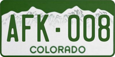 CO license plate AFK008